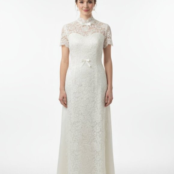 Vintage 1960s Murray Hamburger & Co Lace Wedding Dress S/M + Full-Length Veil ✨